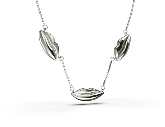 Silver Triple Classic Kiss Necklace