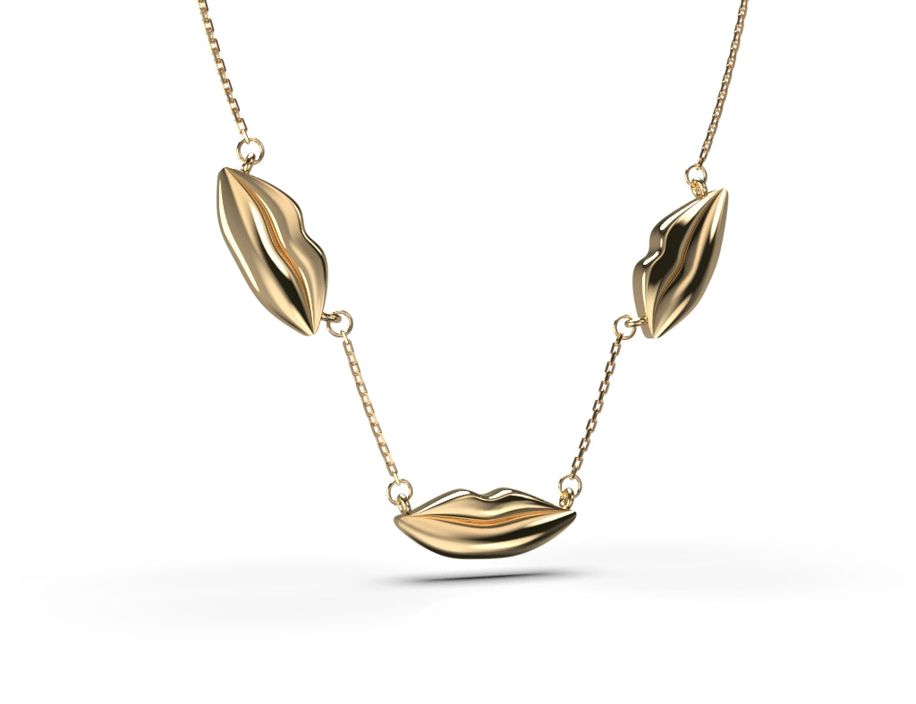 Gold Classic Triple Kiss Necklace