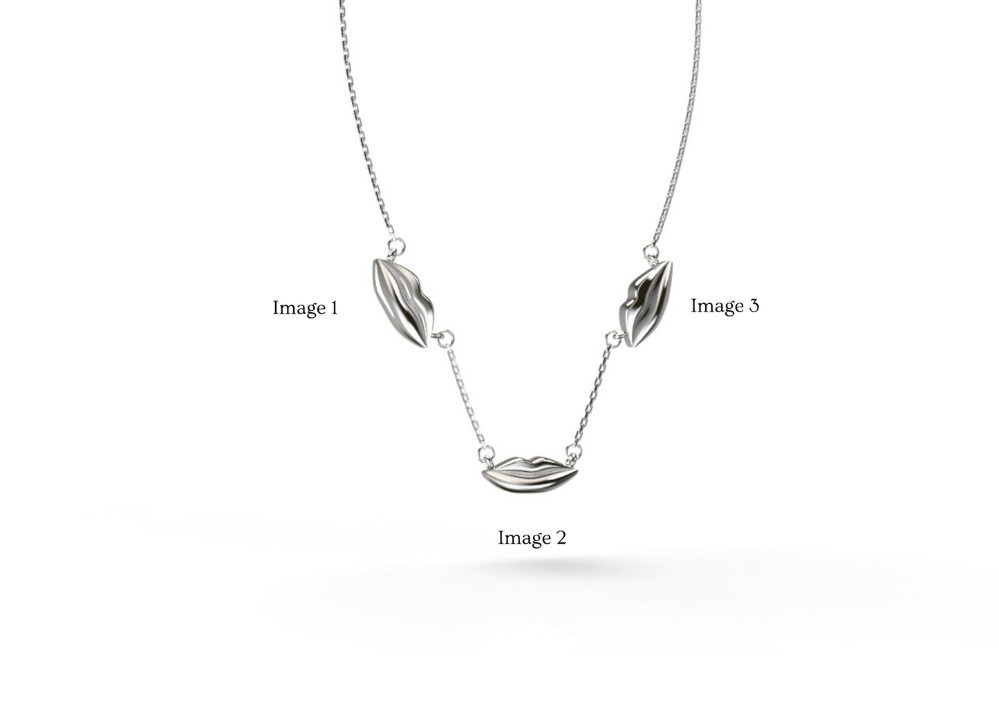 Small Silver Classic Triple Kiss Necklace