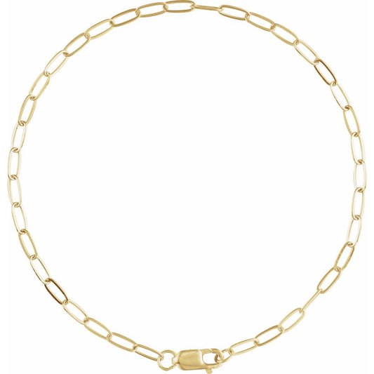 Gold Solid Lite Paperclip Bracelet