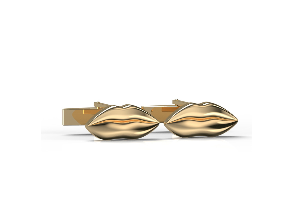 Gold Classic Kiss Cufflinks