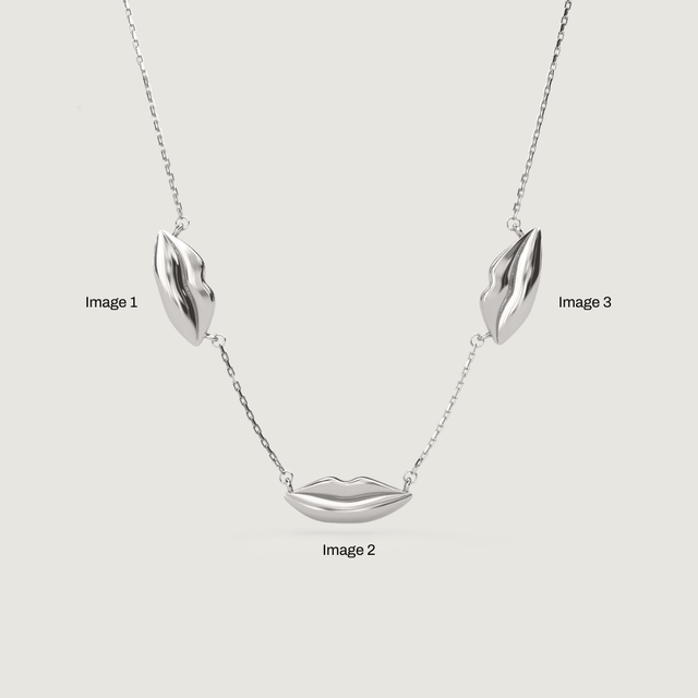 Silver Triple Classic Kiss Necklace | Custom Beautiful Meaningful Jewelry - ilMio Jewelry