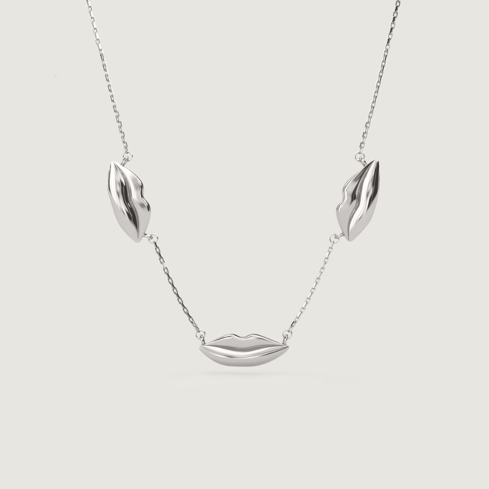Silver Triple Classic Kiss Necklace | Custom Beautiful Meaningful Jewelry - ilMio Jewelry