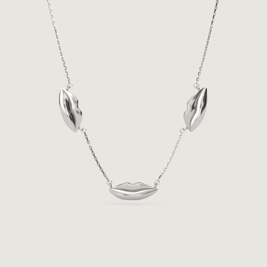 Silver Triple Classic Kiss Necklace | Custom Beautiful Meaningful Jewelry - ilMio Jewelry