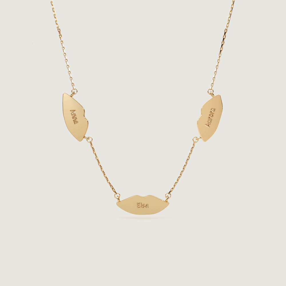 Gold Triple Classic Kiss Necklace | Custom Beautiful Meaningful Jewelry - ilMio Jewelry