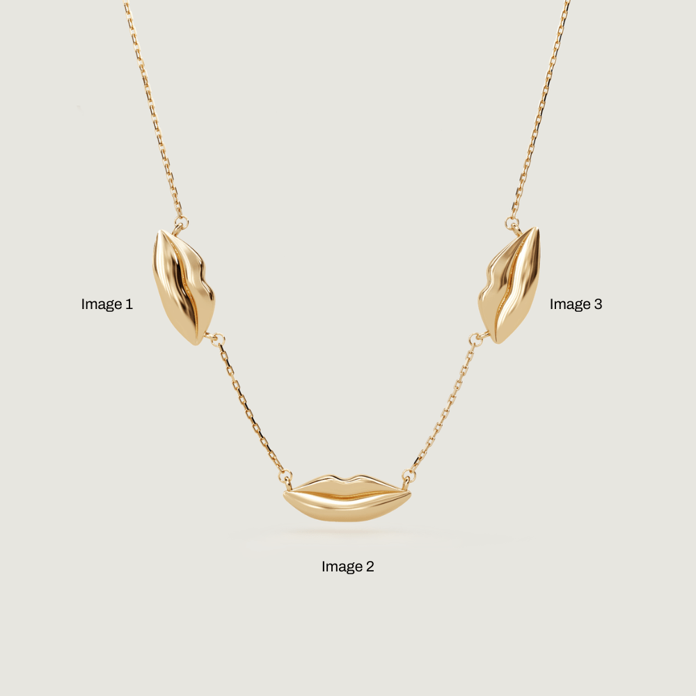 Gold Triple Classic Kiss Necklace | Custom Beautiful Meaningful Jewelry - ilMio Jewelry