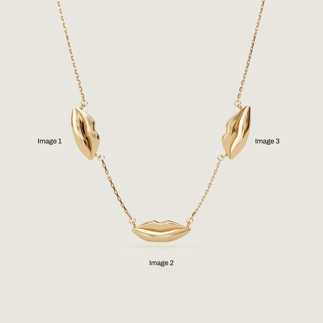 Gold Triple Classic Kiss Necklace | Custom Beautiful Meaningful Jewelry - ilMio Jewelry