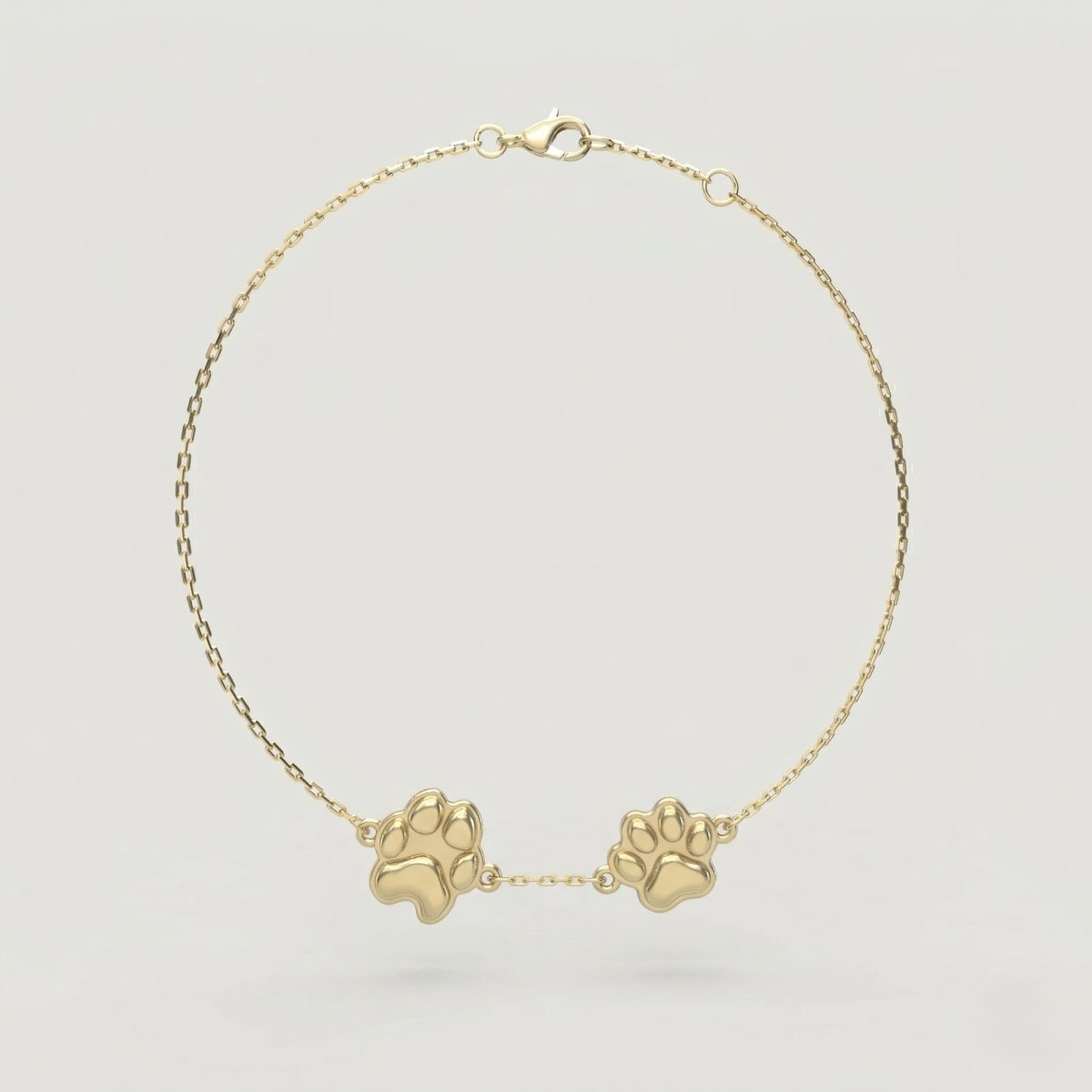 Gold Double Petite Paw Cable Bracelet | Custom Beautiful Meaningful Jewelry - ilMio Jewelry