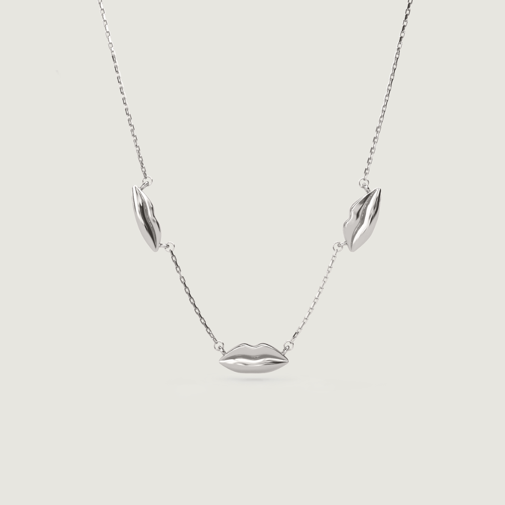 Silver Triple Petite Kiss Necklace | Custom Beautiful Meaningful Jewelry - ilMio Jewelry