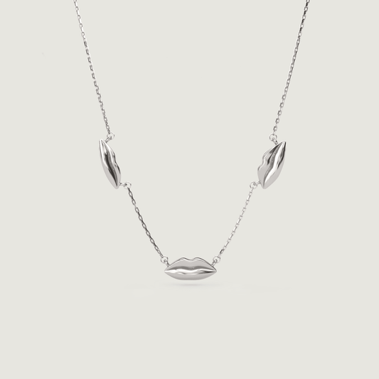 Silver Triple Petite Kiss Necklace | Custom Beautiful Meaningful Jewelry - ilMio Jewelry
