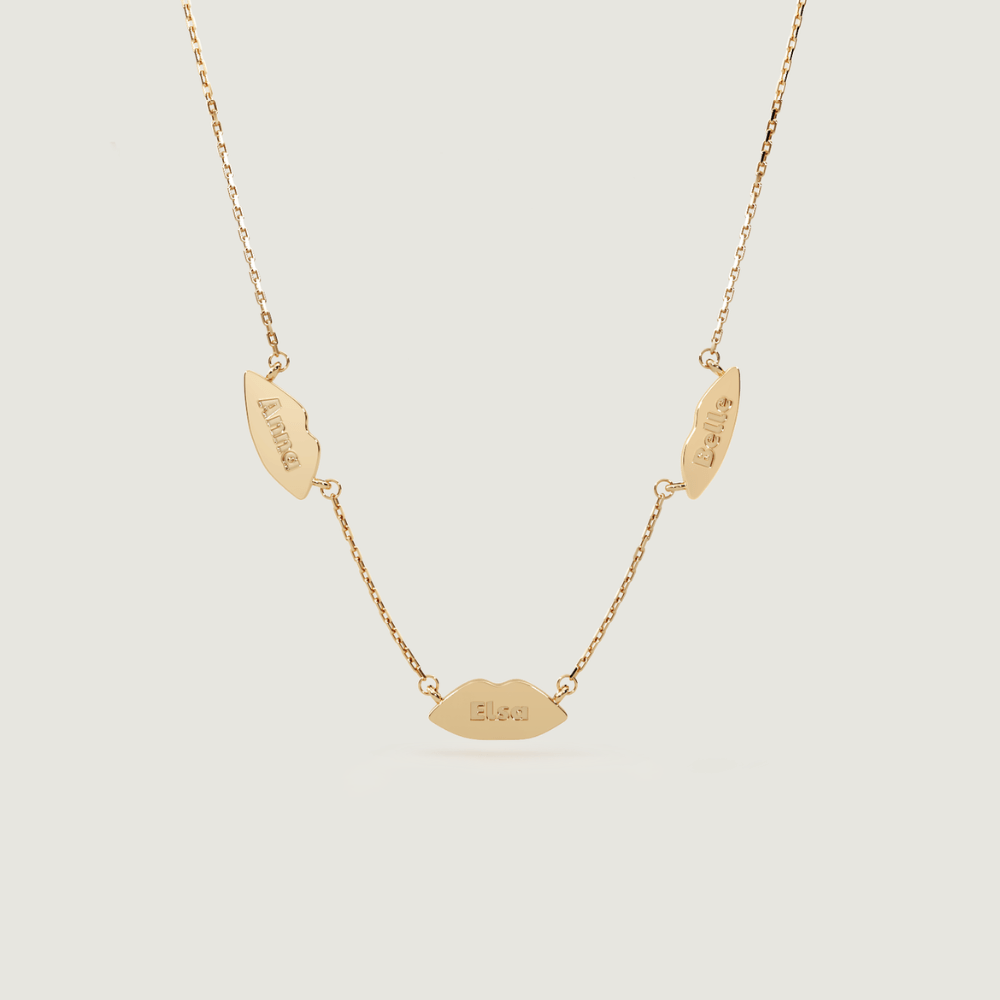 Gold Triple Petite Kiss Necklace | Custom Beautiful Meaningful Jewelry - ilMio Jewelry