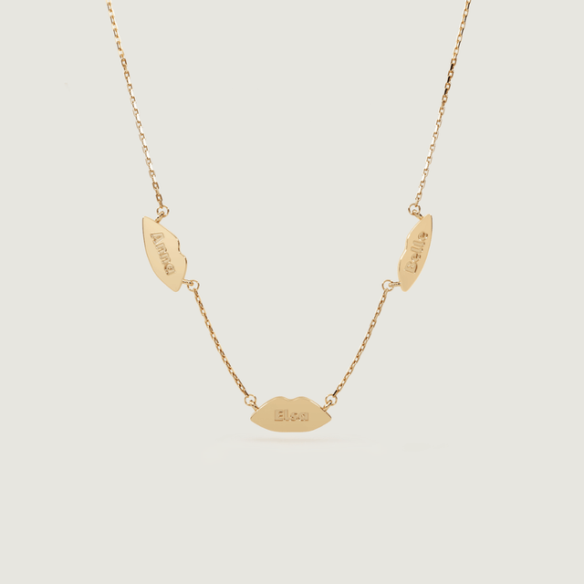 Gold Triple Petite Kiss Necklace | Custom Beautiful Meaningful Jewelry - ilMio Jewelry