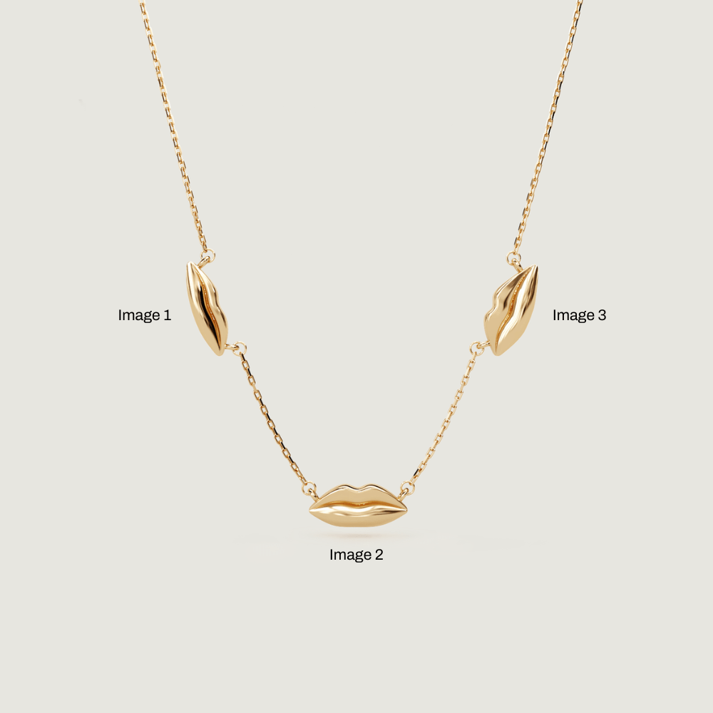 Gold Triple Petite Kiss Necklace | Custom Beautiful Meaningful Jewelry - ilMio Jewelry