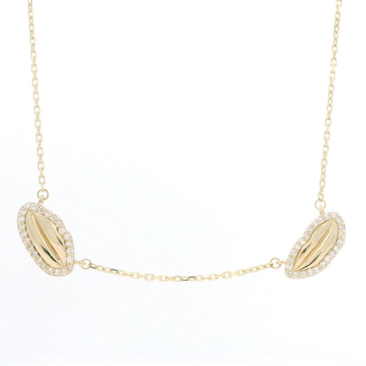 Diamond Halo Double Petite Kiss Necklace | Custom Beautiful Meaningful Jewelry - ilMio Jewelry