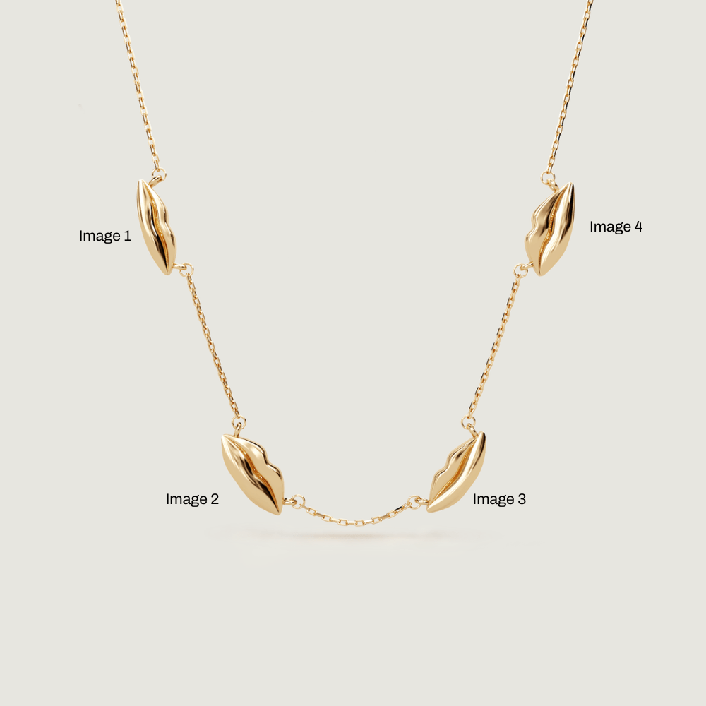 Gold Four Petite Kiss Necklace | Custom Beautiful Meaningful Jewelry - ilMio Jewelry