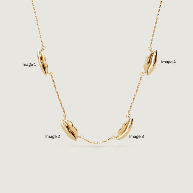Gold Four Petite Kiss Necklace | Custom Beautiful Meaningful Jewelry - ilMio Jewelry