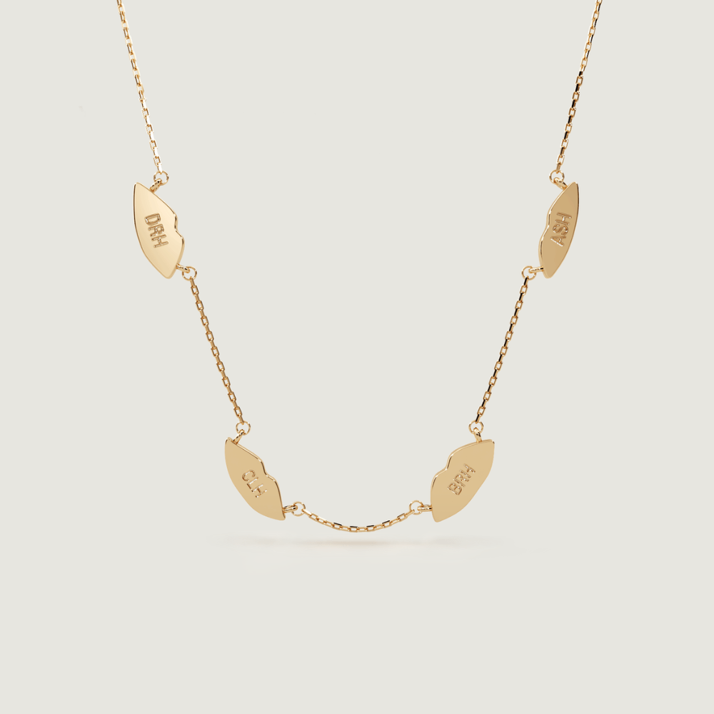 Gold Four Petite Kiss Necklace | Custom Beautiful Meaningful Jewelry - ilMio Jewelry