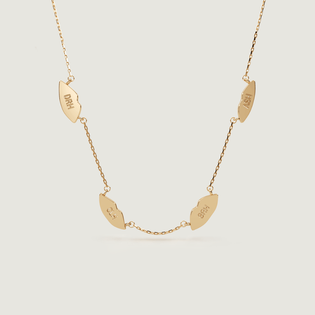 Gold Four Petite Kiss Necklace | Custom Beautiful Meaningful Jewelry - ilMio Jewelry