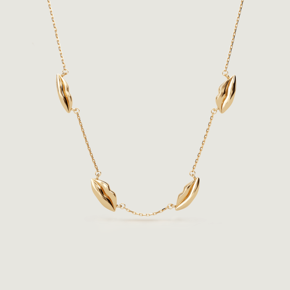 Gold Four Petite Kiss Necklace | Custom Beautiful Meaningful Jewelry - ilMio Jewelry