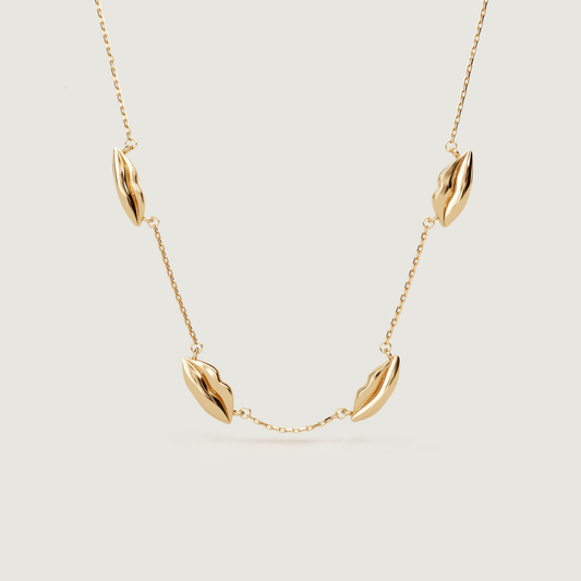Gold Four Petite Kiss Necklace | Custom Beautiful Meaningful Jewelry - ilMio Jewelry