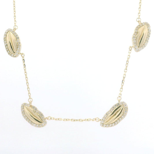 Diamond Halo Four Petite Kiss Necklace | Custom Beautiful Meaningful Jewelry - ilMio Jewelry