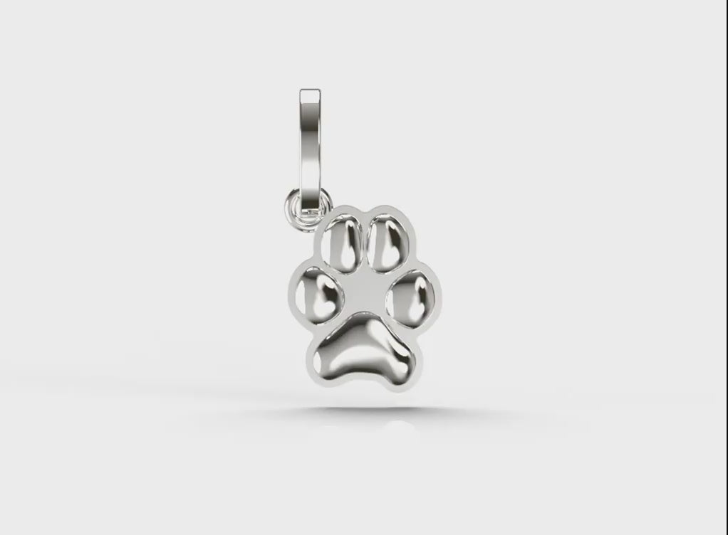 Small Silver Paw Charm